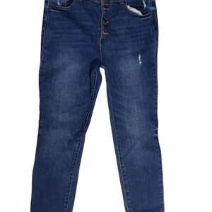 Wax Jean High Rise Blue Jeans with Distressed Look